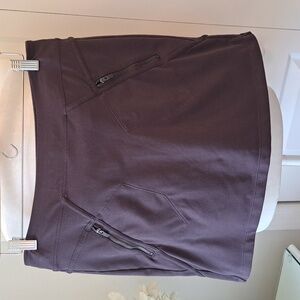 Athleta‎ Womens Trailside Brown 16" Skort Elastic Waist Zipper Pockets S-MD